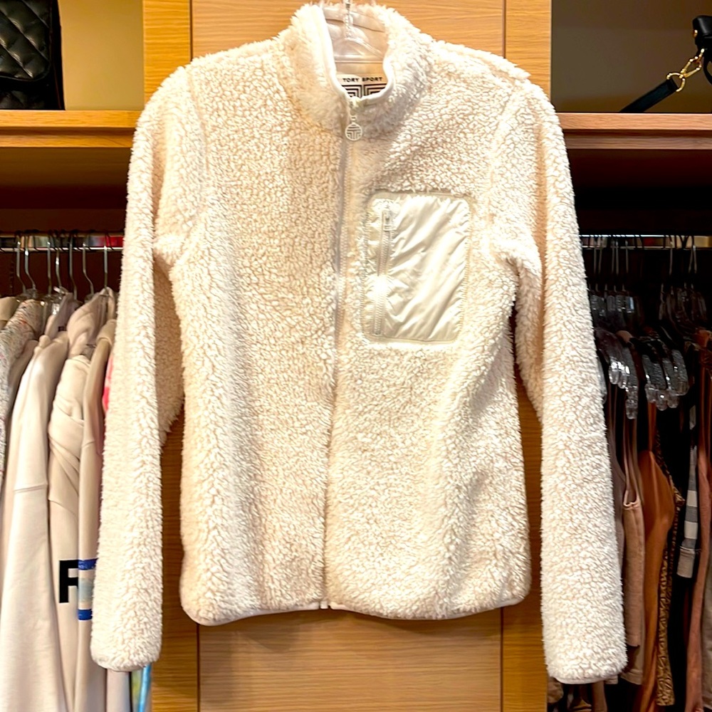 Tory Burch Sherpa cream jacket. Used size xs